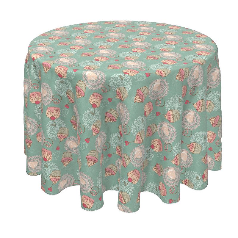 Round Tablecloth， 100% Polyester， 60 Round， Sweet Shop Celebration