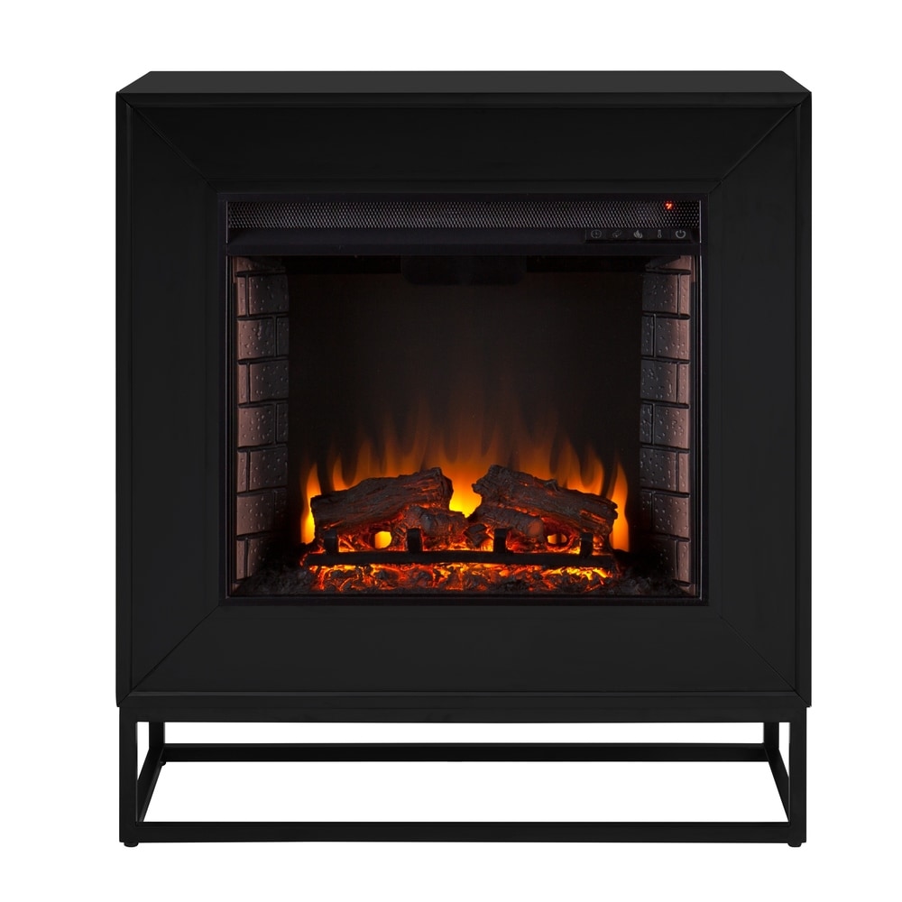 SEI Furniture Francis Contemporary Black Wood Electric Fireplace