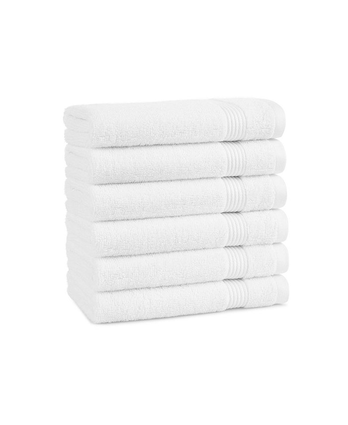 Arkwright Home Host and Home Hand Towels (6 Pack) Solid Color Options 16x28 in Double Stitched Edges 600 GSM Soft Ringspun Cotton Stylish Striped Dobby Border