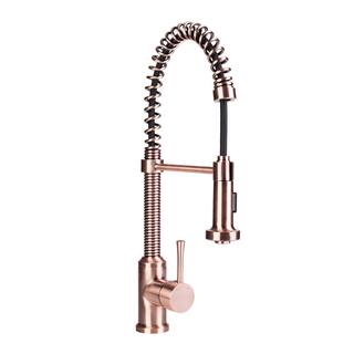 Fontaine by Italia Residential Single-Handle Pull-Down Sprayer Kitchen Faucet with Flat Spray Head in Antique Copper N96566F-AC