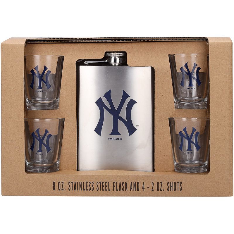 New York Yankees 8oz. Stainless Steel Flask and 2oz. Shot Glass Set