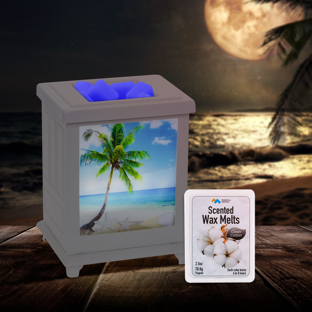 Mindful Design Ocean Waves Candle Warmer for Wax Melts， Tarts， Fragrance Oils - Aromatherapy Electric Decorative Wax Burner for Scented Wax Candles - Cute Candle Wax Melter