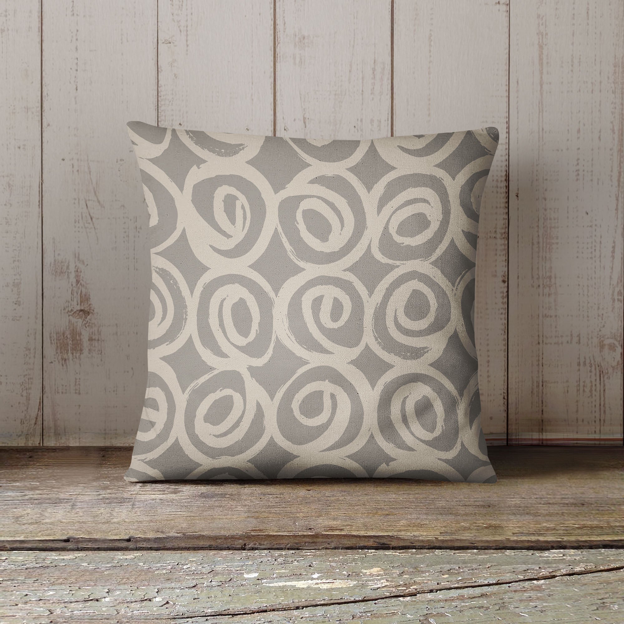 Roses Abstract Taupe Outdoor Pillow by Kavka Designs