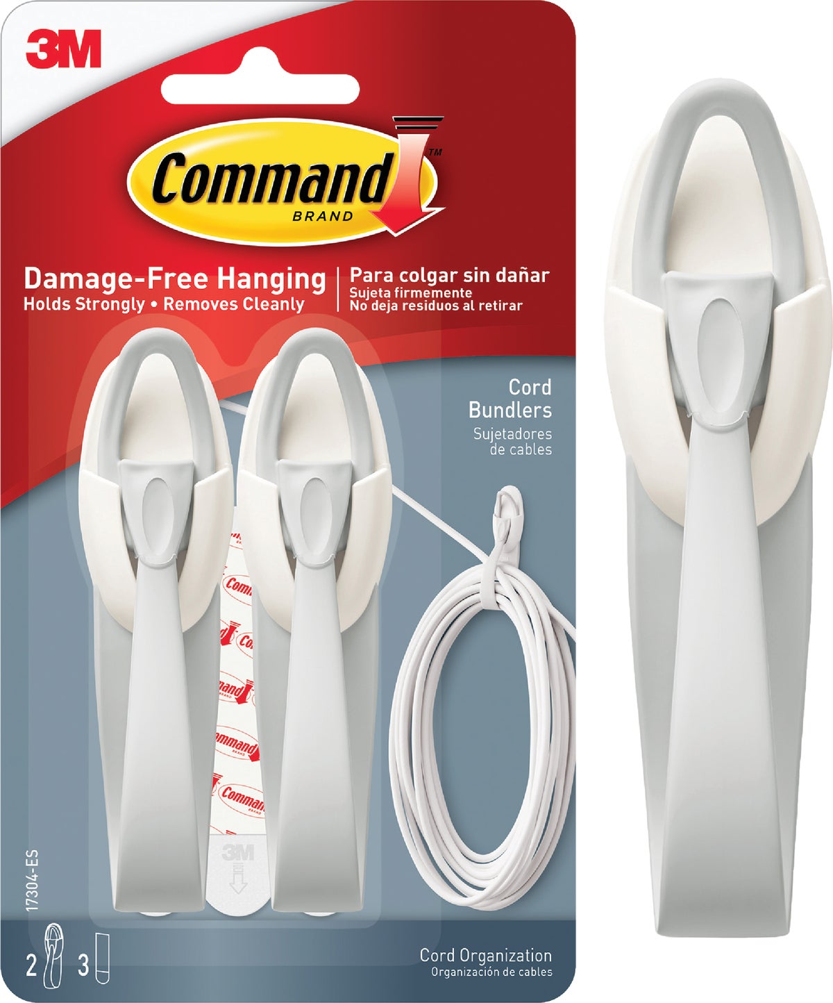 Command Decorative Cord Bundler Hook with Adhesive White