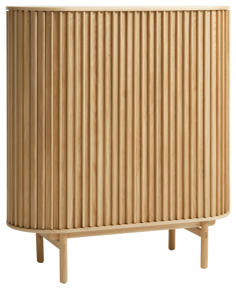 Mid Century Modern Rounded Sliding Door Cabinet 43 quotW  Natural   Midcentury   Accent Chests And Cabinets   by Unique Furniture  Houzz