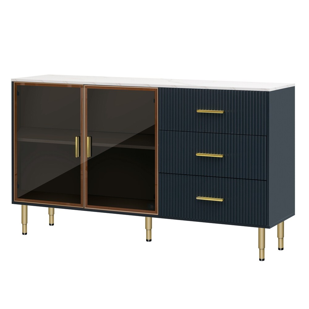 Nestfair Sideboard with Marble Sticker Tabletop and Gold Metal Legs