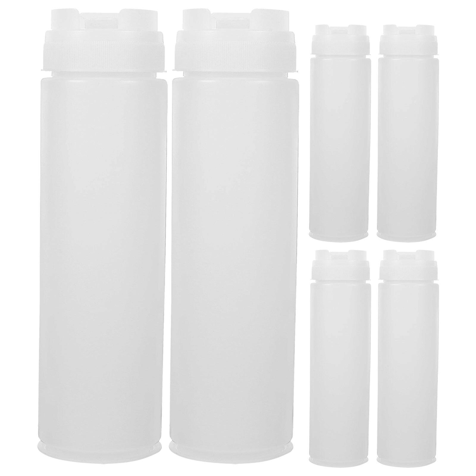 6pcs Seasoning Squeeze Bottles Double-hole Ketchup Mustard Dressing Condiment Squeeze Bottles