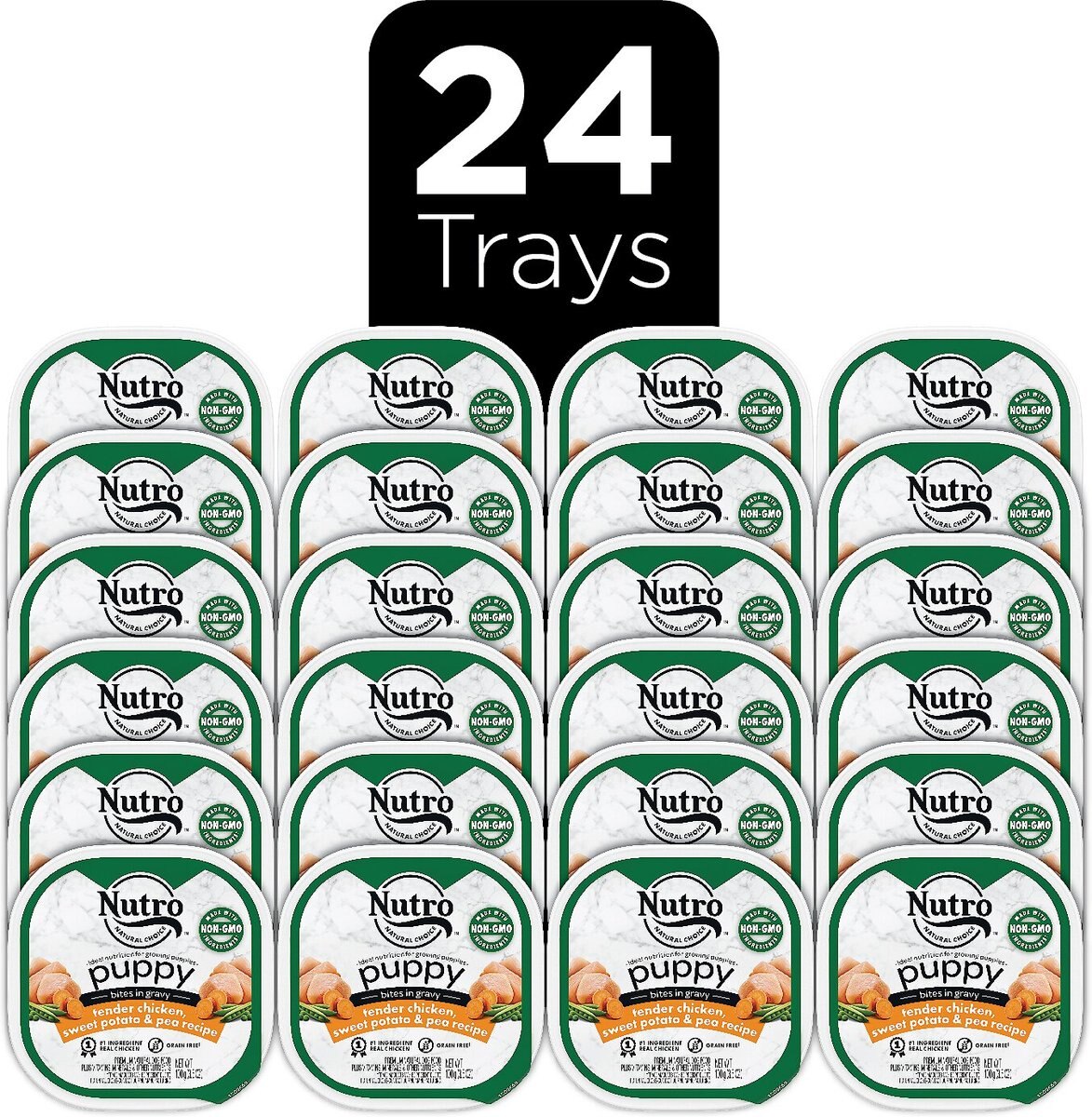 Nutro Puppy Tender Grain-Free Chicken， Sweet Potato and Pea Recipe Bites In Gravy Dog Food Trays