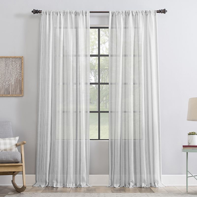 Clean Window Vintage Stripe Anti-Dust Sheer 1-panel Window Curtain