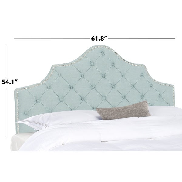 SAFAVIEH Arebelle Sky Blue Upholstered Tufted Headboard - Silver Nailhead (Queen) - - 9989379