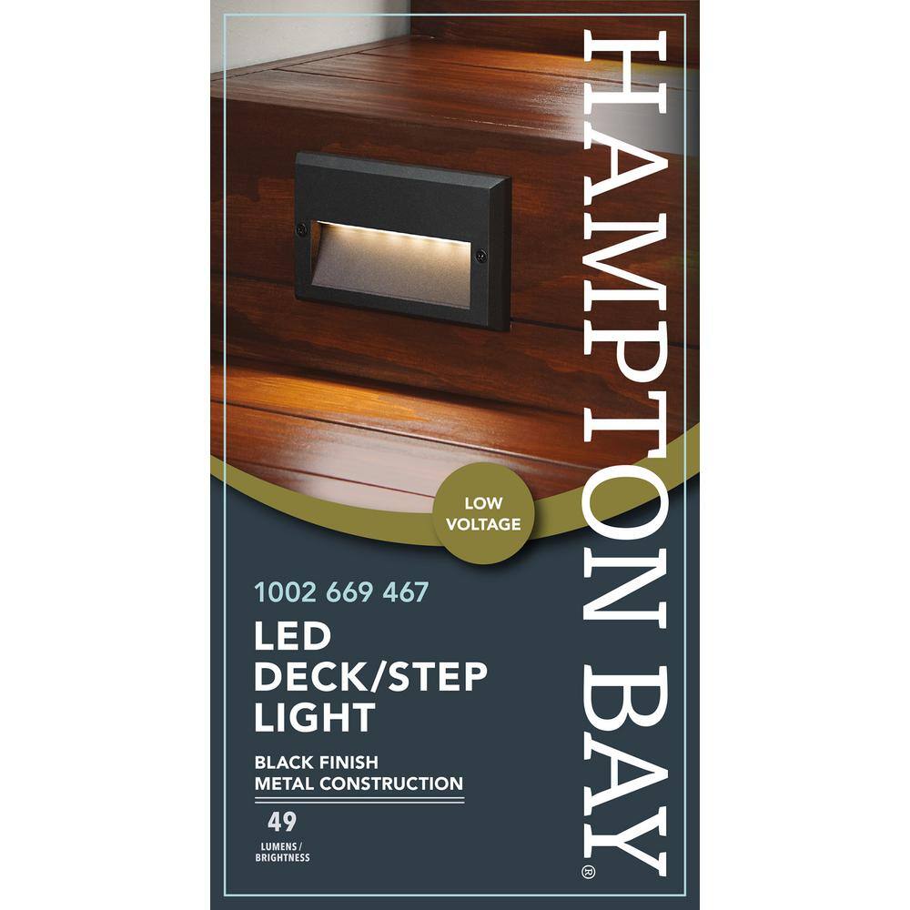 Hampton Bay 40-Lumen 5.5 in. Low Voltage Black Integrated LED Deck Light JAO2601LL