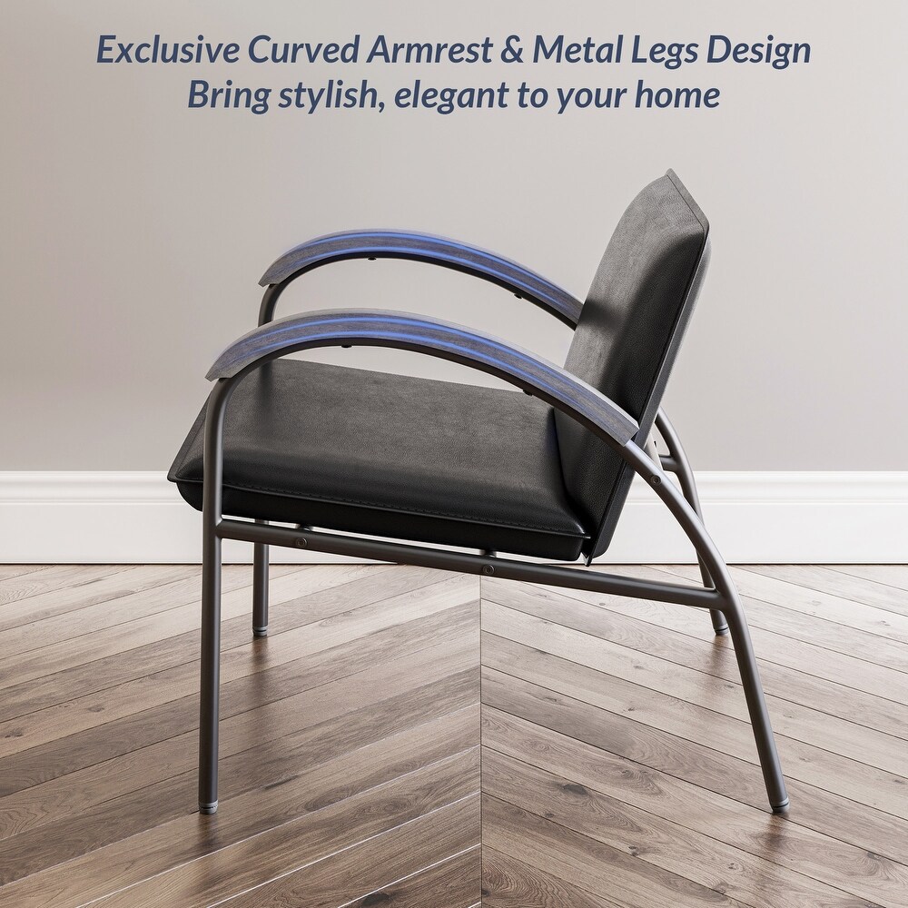 BELLEZE Apex Faux Leather Accent Chair w/ Unique Curved Design