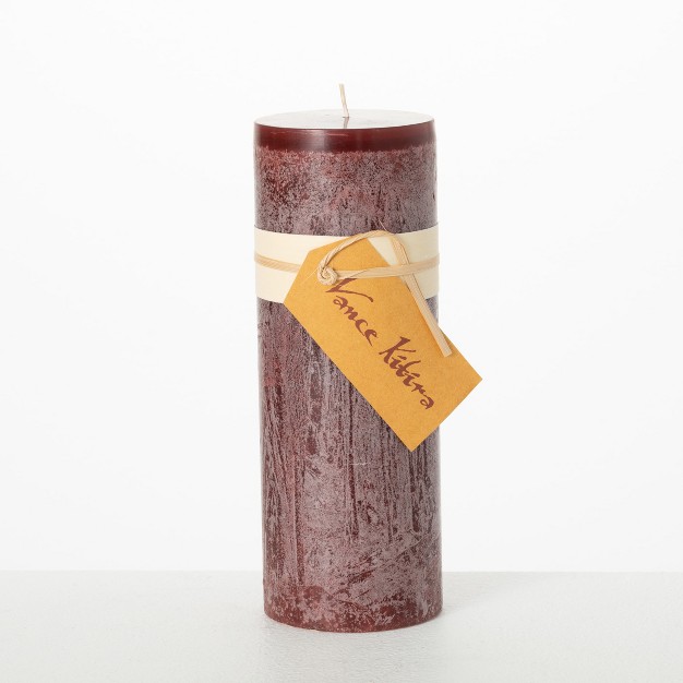 Vance Kitira Merlot Timber Pillar Candle Red scentless Clean burning Environmental Friendly