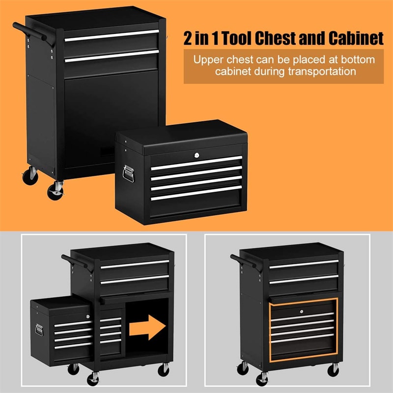 Rolling Tool Chest Removable Tool Storage Cabinet with 6 Sliding Drawers