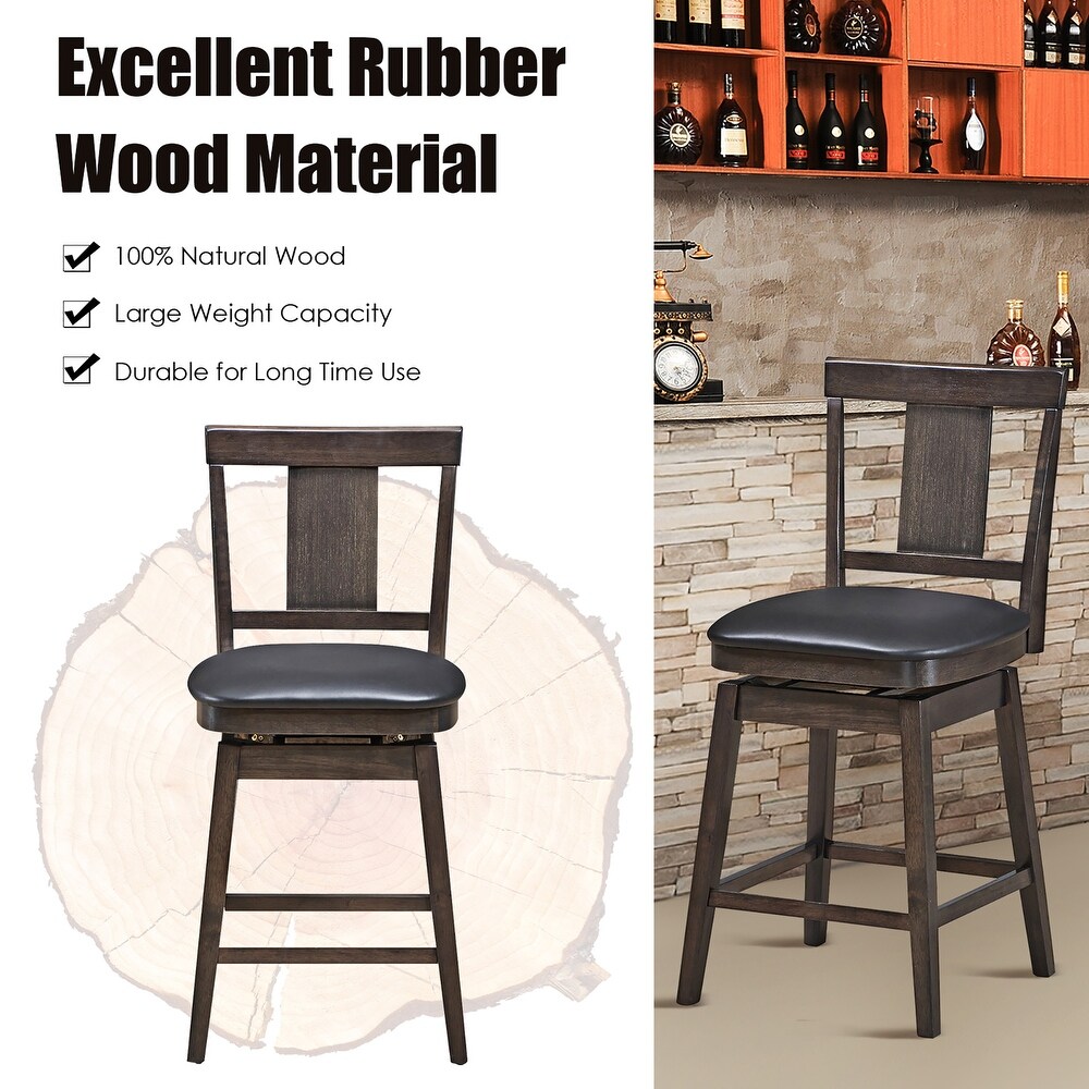 1PC/2PCS/3PCS/4PCS Swivel Bar Stool 24 inch Upholstered Counter Height   Dark Grey