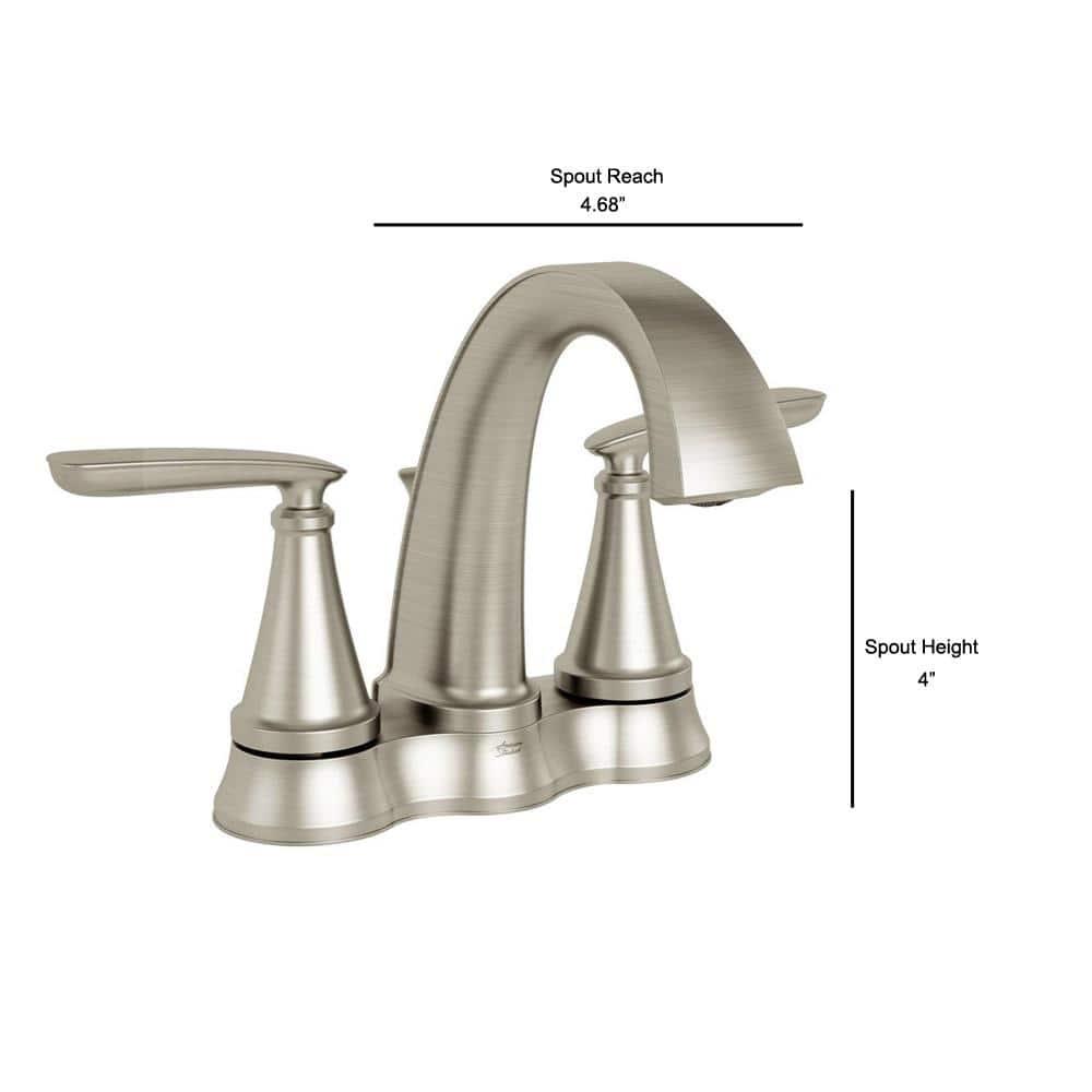 American Standard Somerville 4 in Centerset 2Handle Bathroom Faucet with PopUp Drain in Brushed Nickel