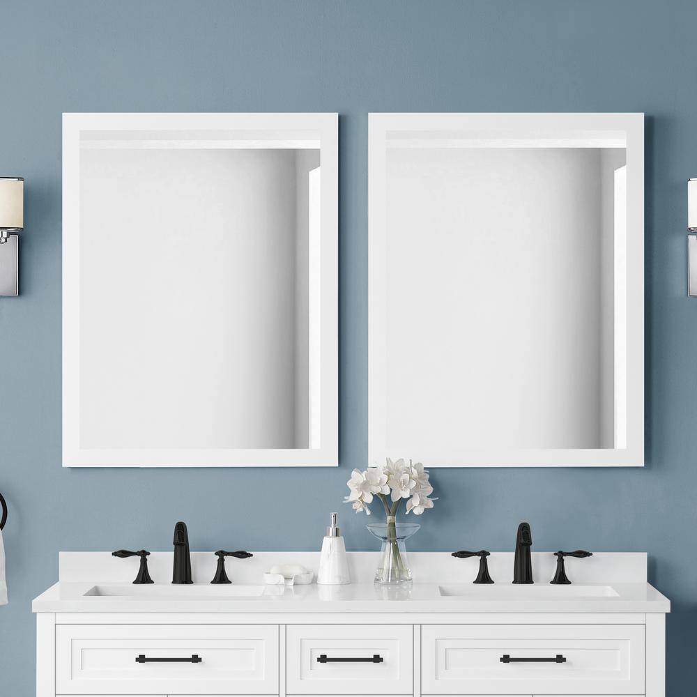 Home Decorators Collection Mayfield 28.00 in. W x 36.00 in. H Framed Rectangular Bathroom Vanity Mirror in White Mayfield MR-W