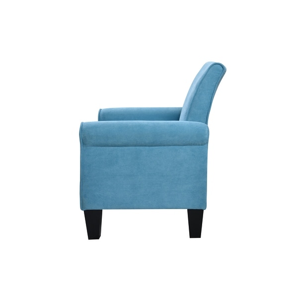 High Quality Fabric Accent Chairs， Sleek Lounge Chairs Comfy Sofa Chair， PU Leather Flared Armchair for Livingroom， Light Blue