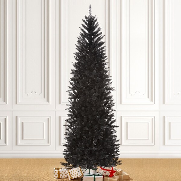 Glitzhome 7.5FT/9FT Black/Silver Unlit Tinsel Artificial Christmas Trees