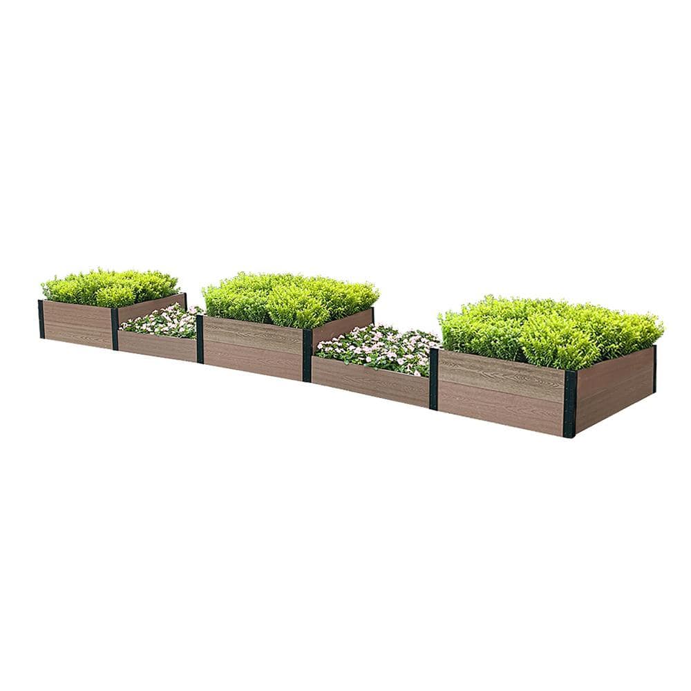 EverBloom 38 in. D x 14 in. H x 184 in. W Brown and Black Composite Board and Steel Terraced Quintuple Garden Bed Valley Type K2133