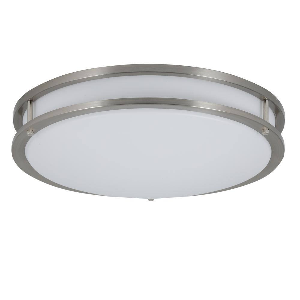 Commercial Electric 16 in. Smart Round RGB Color Selectable LED Brushed Nickel Flush Mount Powered by Hubspace DC016LEDHUB