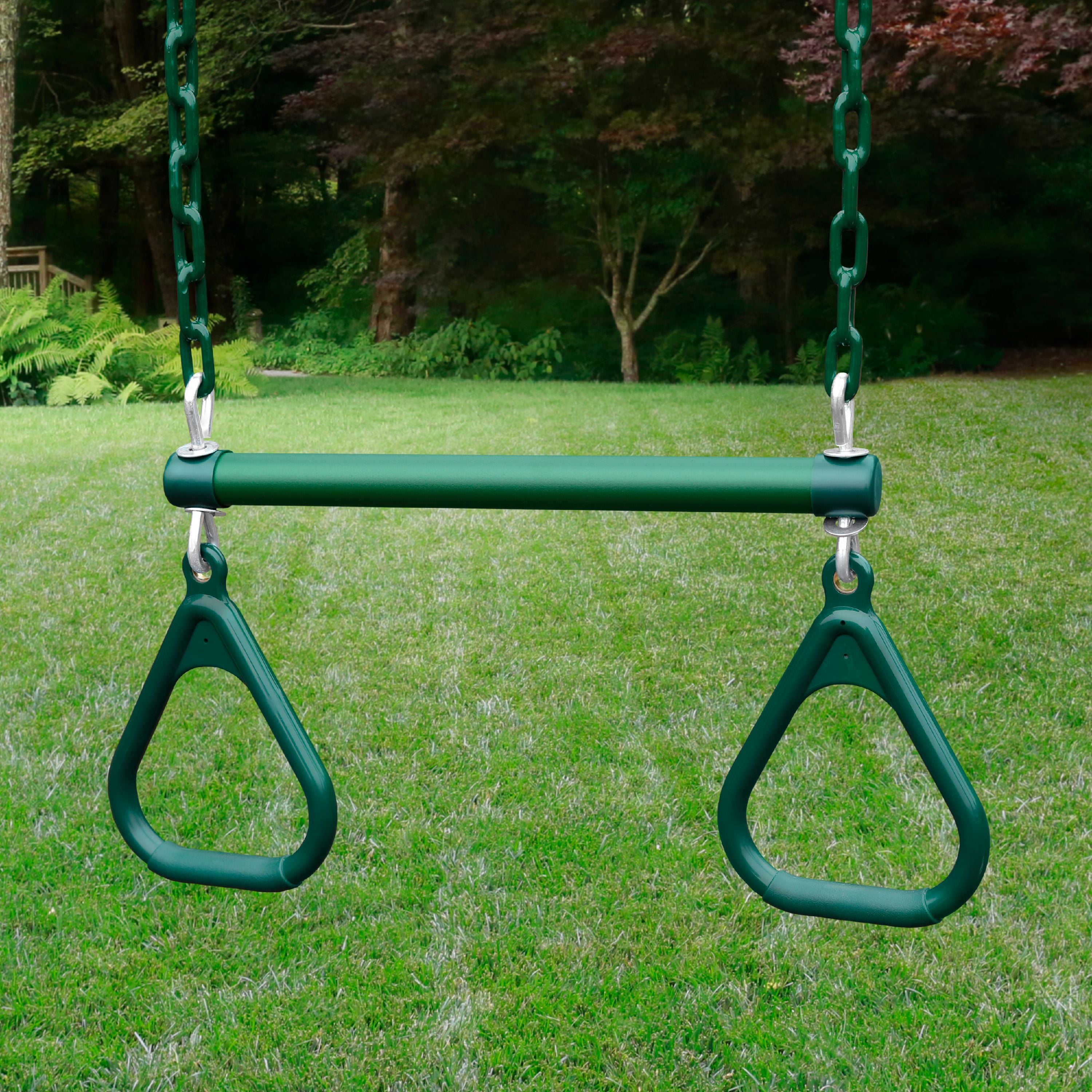 Swing-N-Slide Heavy Duty Ring and Trapeze Combo with Pinch Free Coated Chains