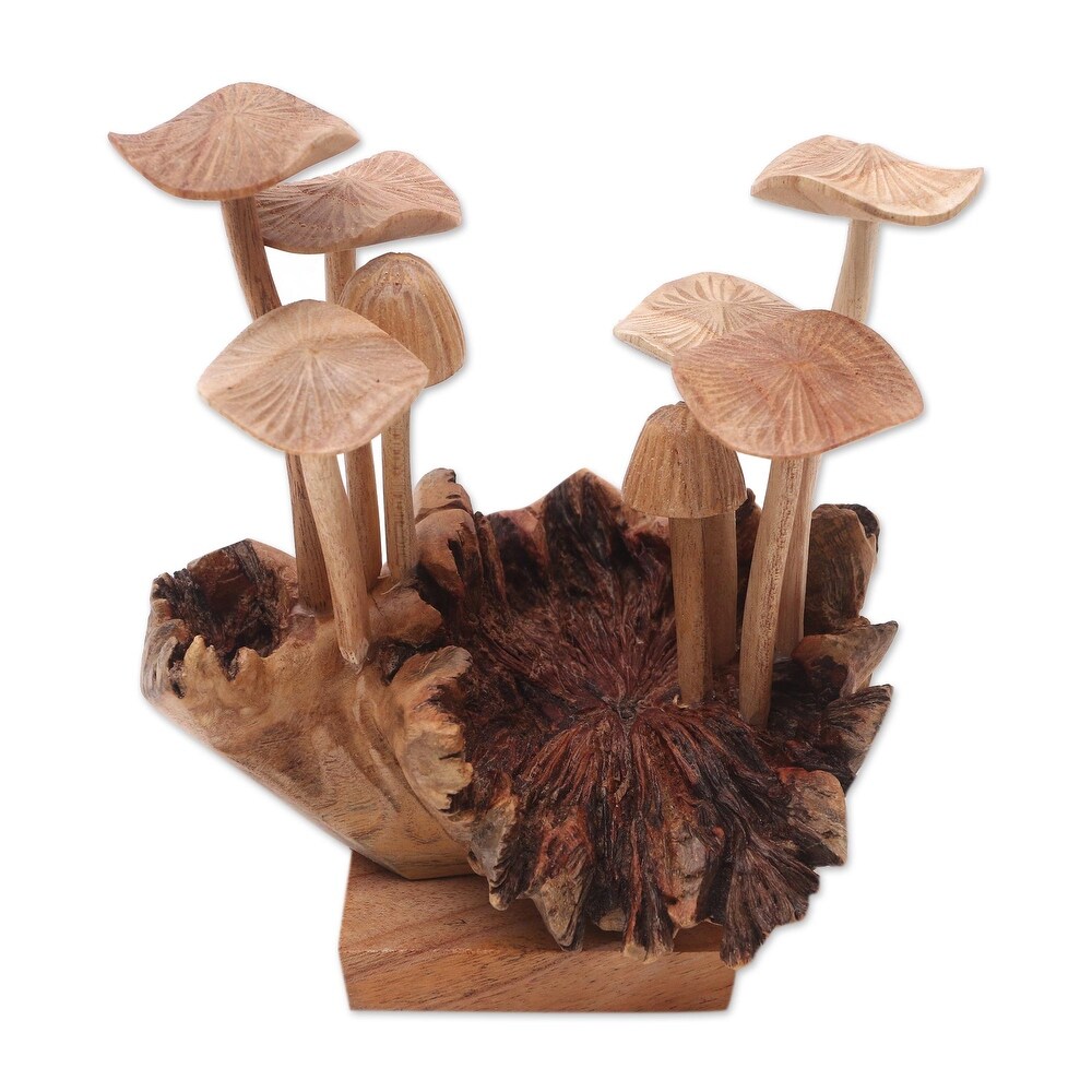 Novica Handmade Mushroom Season Wood Sculpture