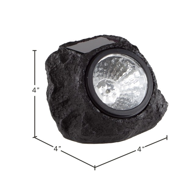 Nature Spring Solar powered Led Rock Lights Black And Gray 4 pack