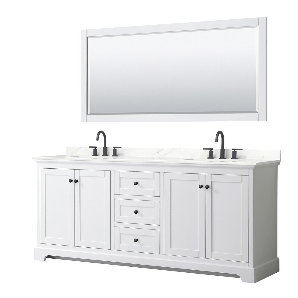 Avery 80 inch Double Vanity  Quartz Top  70 inch Mirror