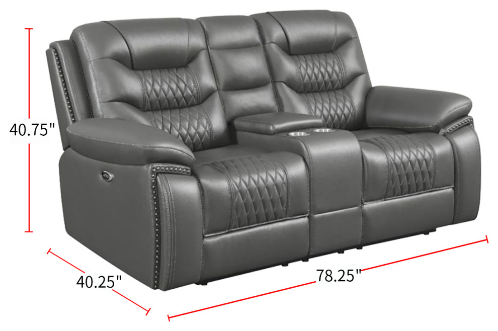 Upholstered Power Loveseat With Cup Holders  Charcoal   Contemporary   Loveseats   by Simple Relax  Houzz