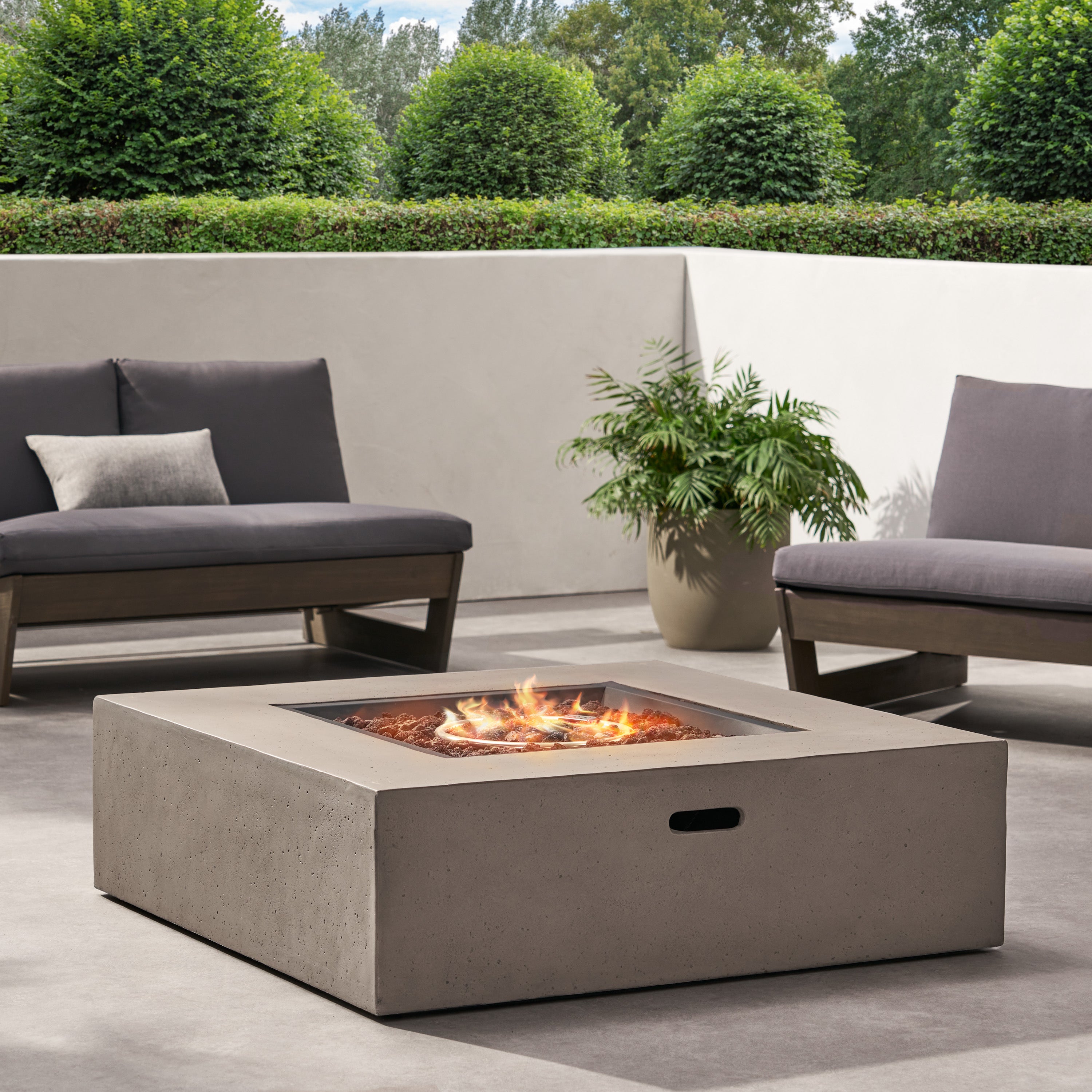 Hearth Outdoor 50,000 BTU Lightweight Concrete Square Fire Pit (No Tank Holder)