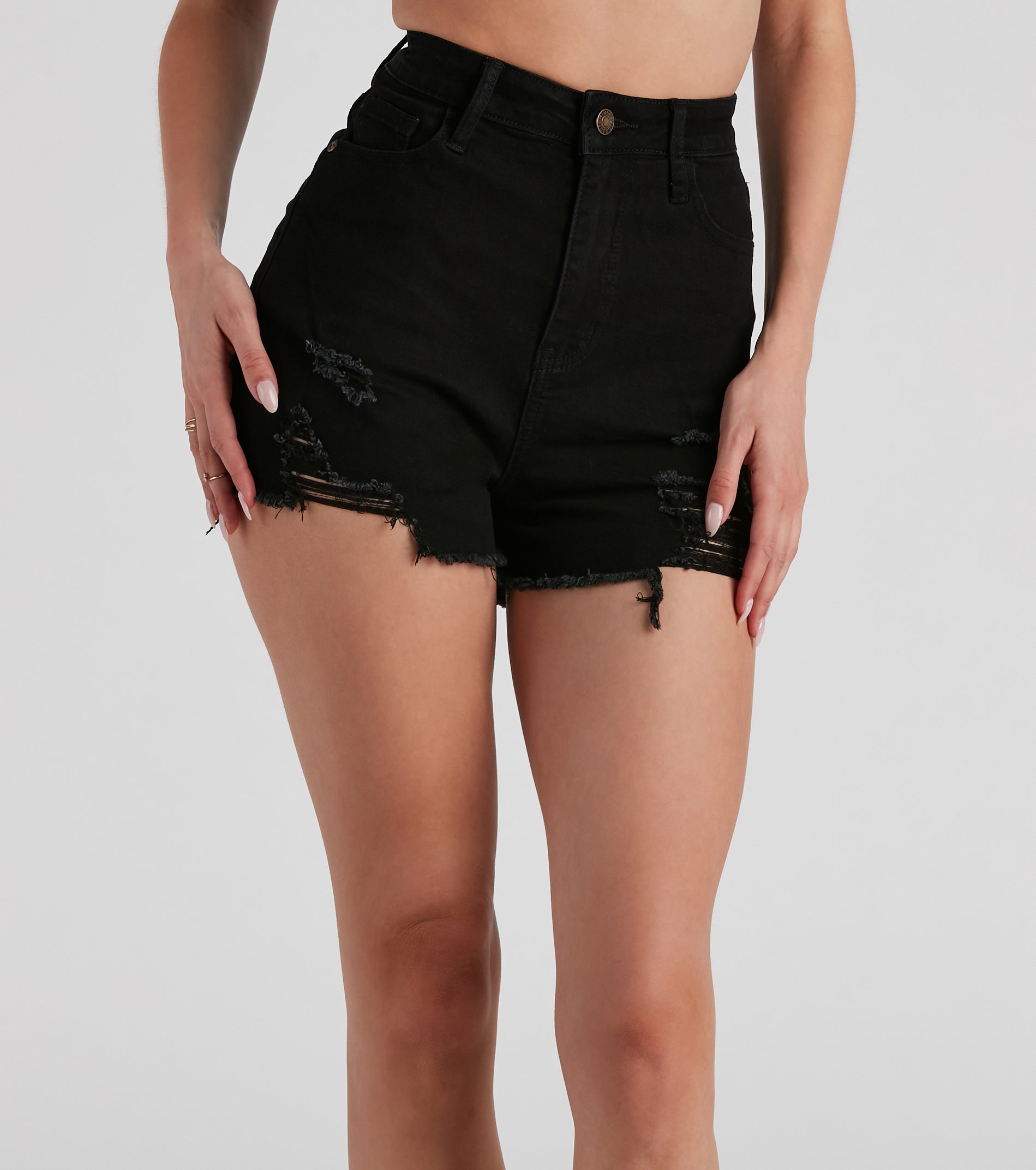 Reese High Rise Cut Off Denim Shorts By Windsor Denim