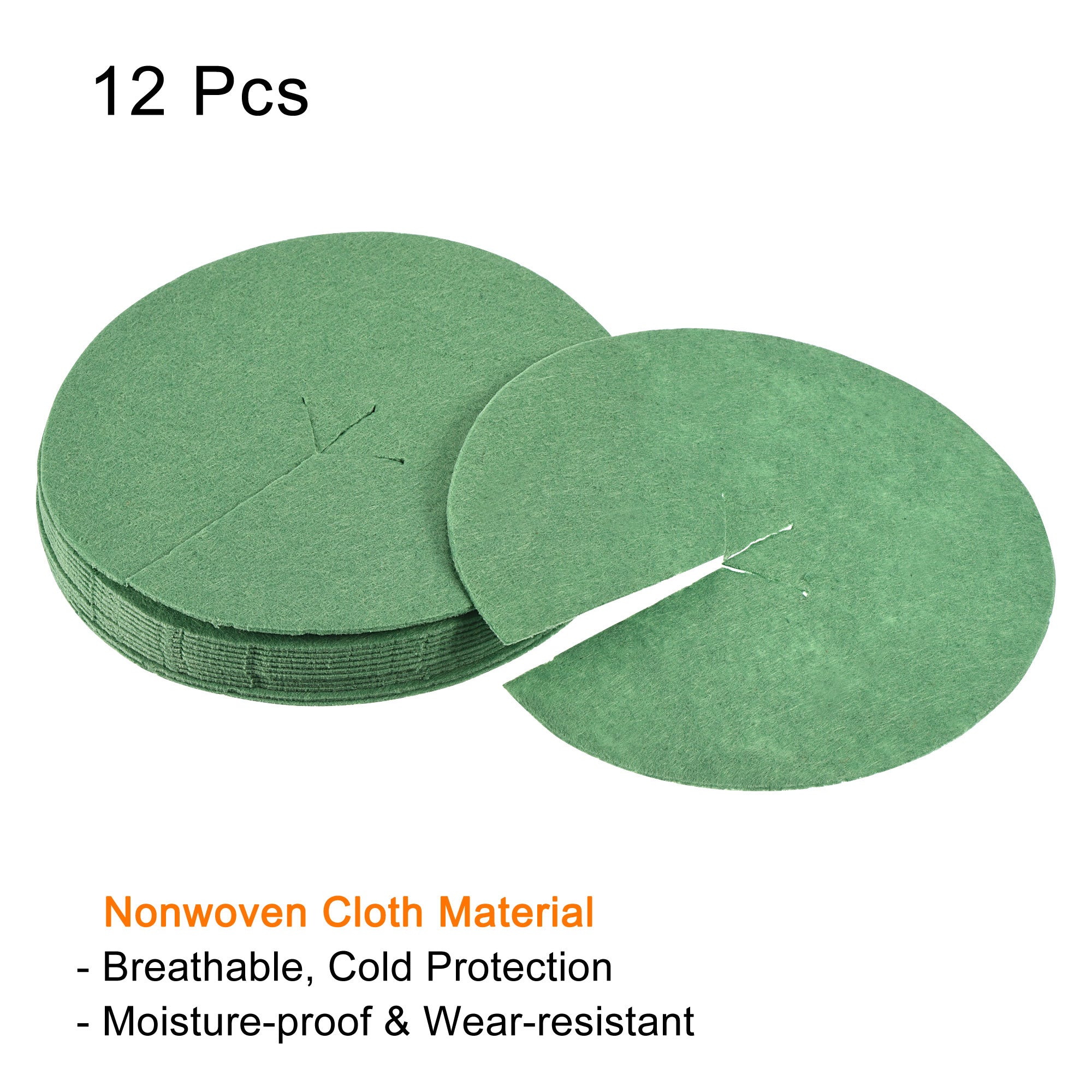 Uxcell 5.4" Round Nonwoven Tree Mulch Ring Mat Cover Plant Barrier, Green 12 Pack