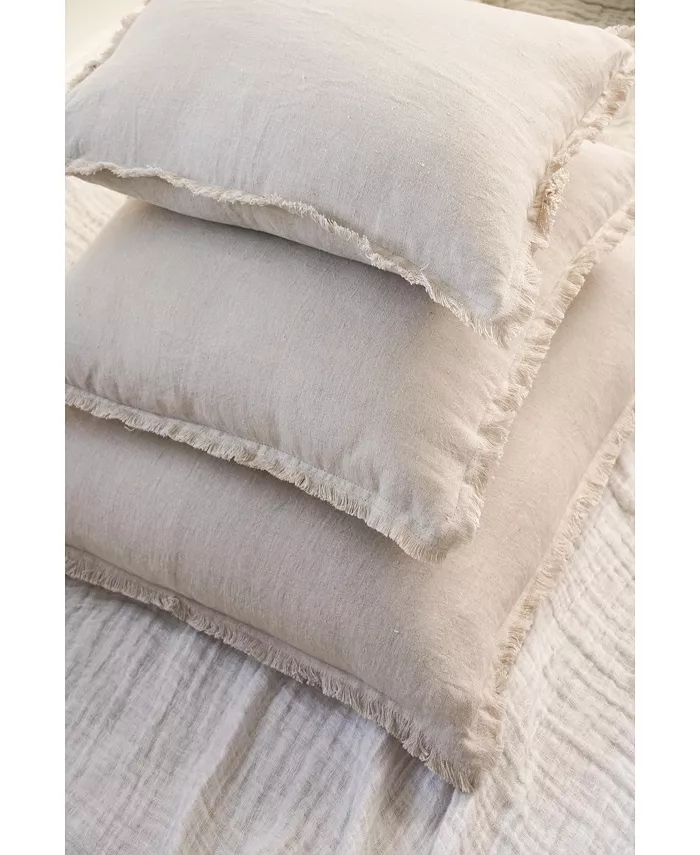 Anaya Home Beige Linen Down Euro Pillow