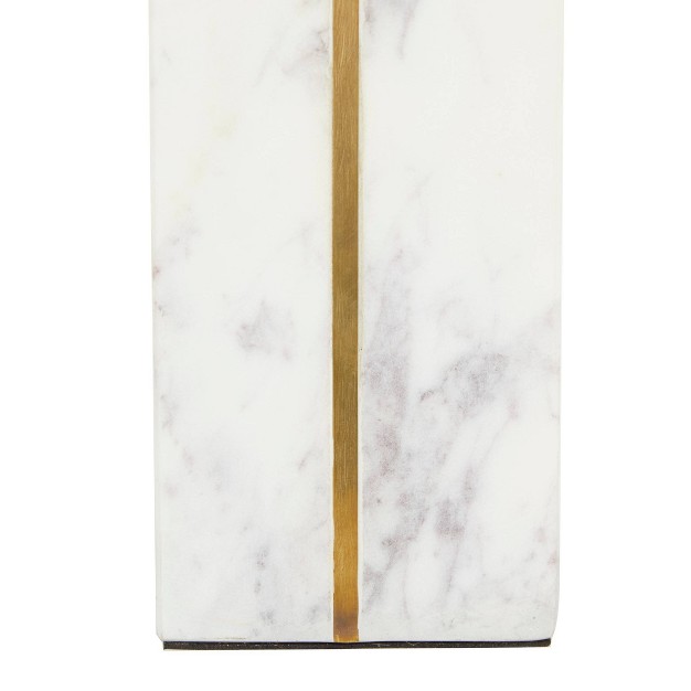 Set Of 2 Marble Geometric Bookends With Gold Inlay White Cosmoliving By Cosmopolitan