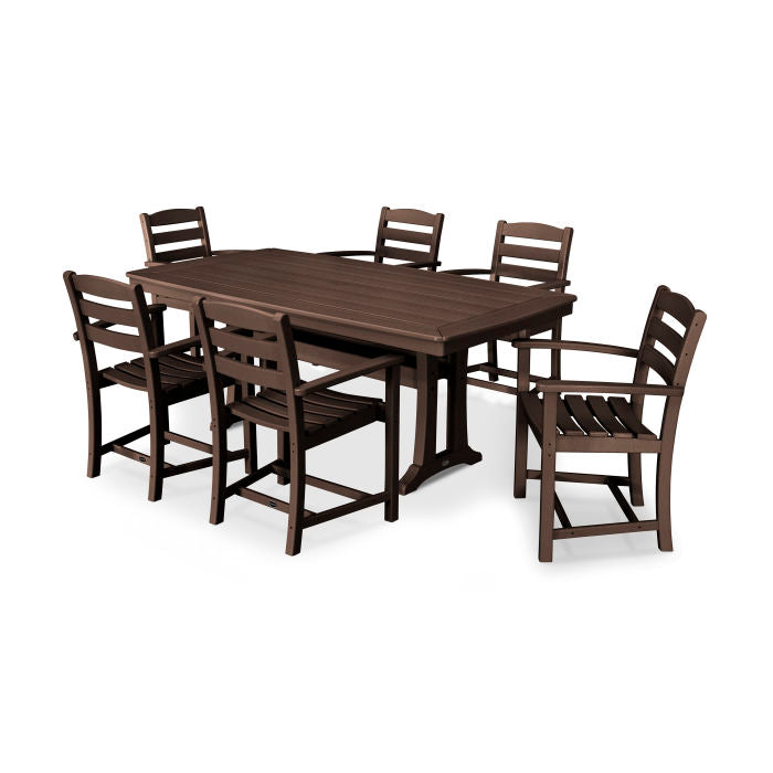 Polywood La Casa Café 7-Piece Arm Chair Dining Set with Trestle Legs PWS297-1