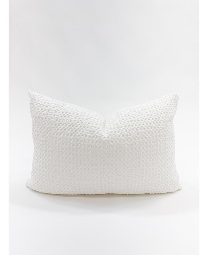 Anaya Home White 14x20 Down Cotton Waffle Weave Pillow