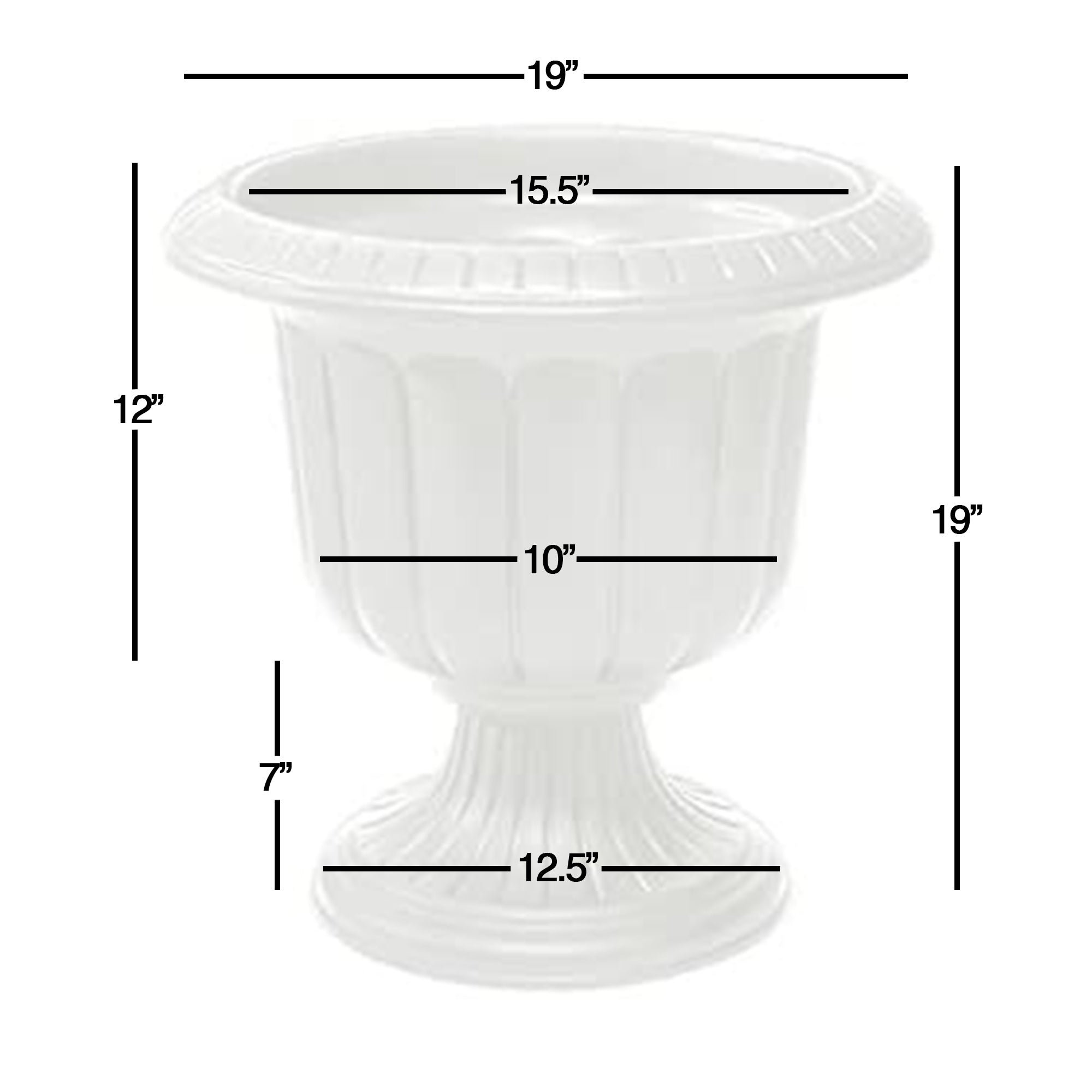 Novelty (#38192) Classic Urn Garden Pot/Planter, Plastic, White 19"