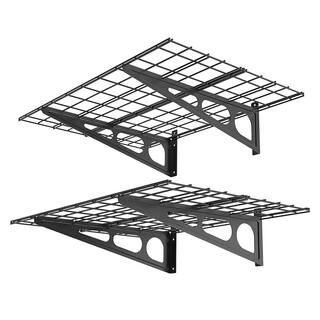 FLEXIMOUNTS 24 in. x 48 in. Steel Garage Wall Shelf with Brackets in Black WR24B-E