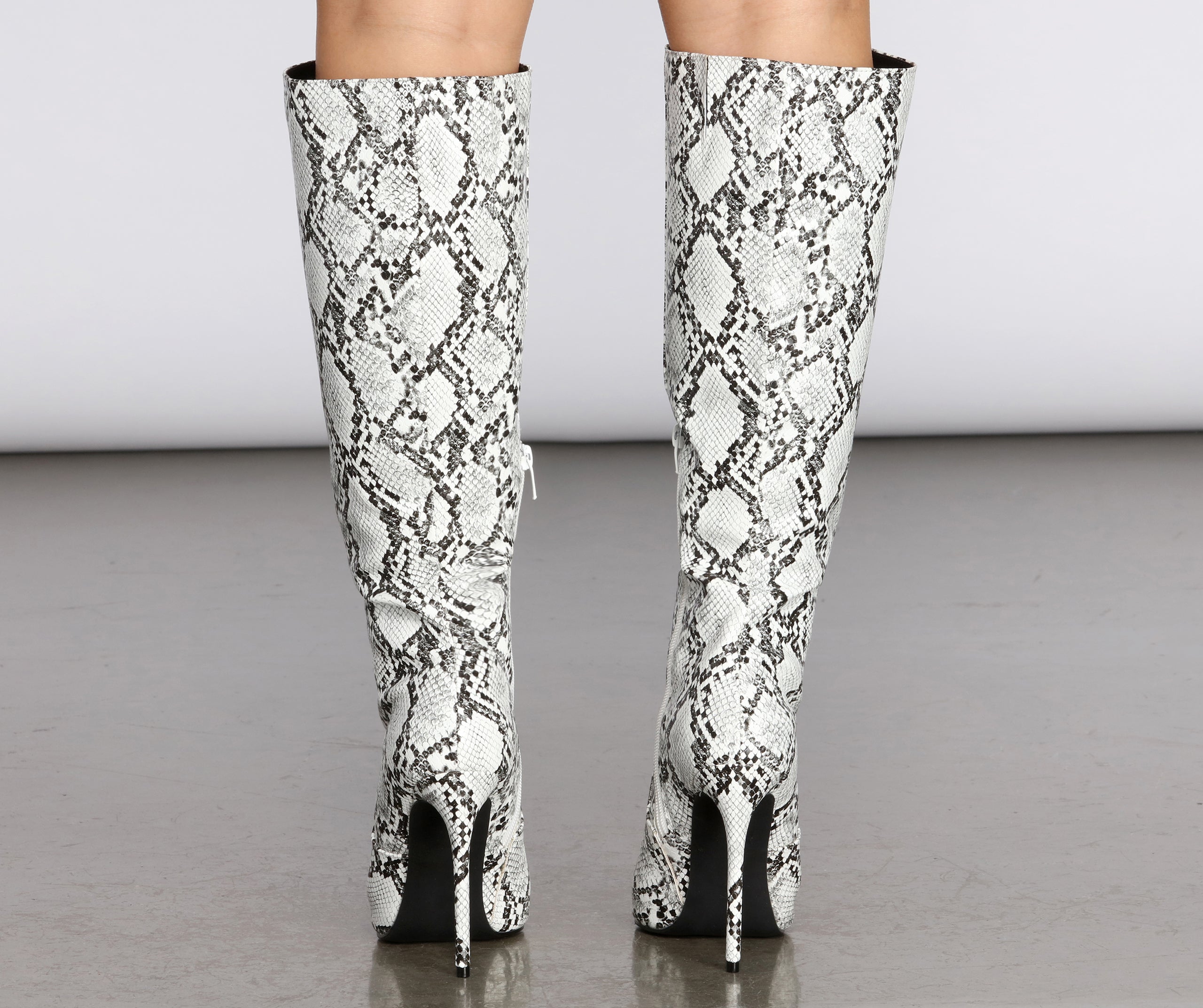 Knee-High Reptilian Stiletto Boots