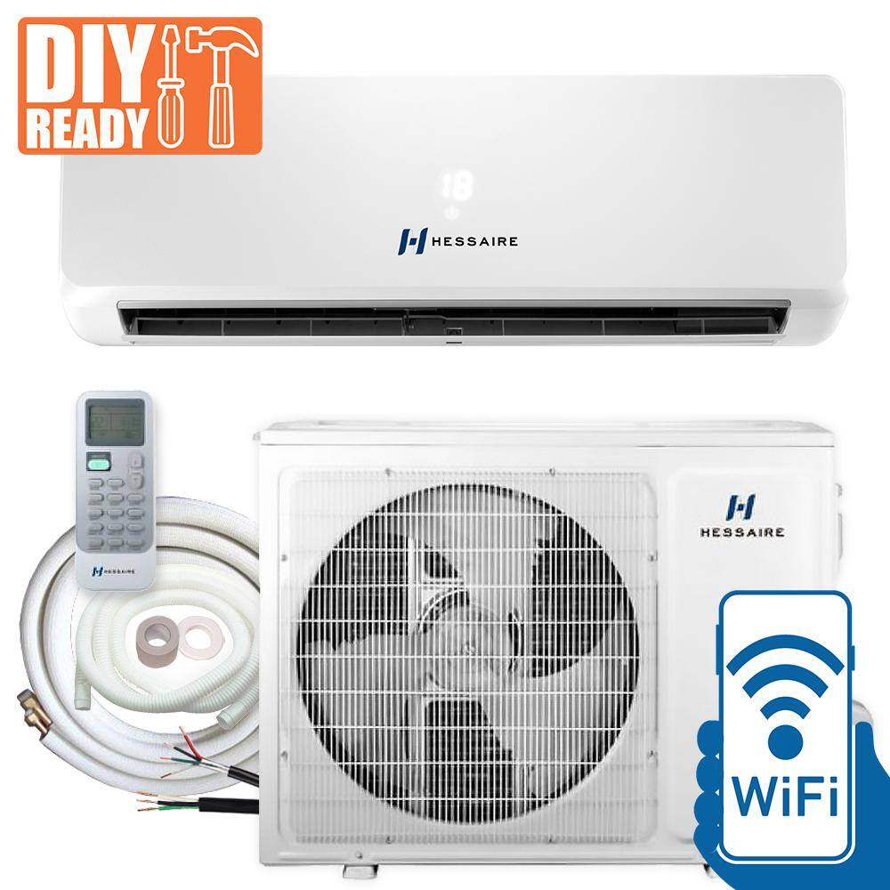 Hessaire DIY 23.3 SEER 18000 BTU Wi-Fi 1.5-Ton Ductless Mini Split Air Conditioner Heat Pump Variable Speed Inverter-208V230V H18E2