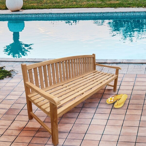 Seven Seas Teak Buenos Aires Oval Outdoor Teak Wood Patio Bench，6 Foot