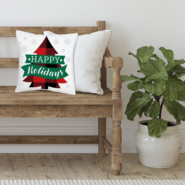 Big Dot Of Happiness Holiday Plaid Trees Buffalo Plaid Christmas Party Home Decorative Canvas Cushion Case Throw Pillow Cover 16 X 16 Inches