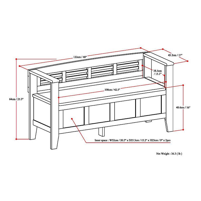 Simpli Home Adams Entryway Storage Bench