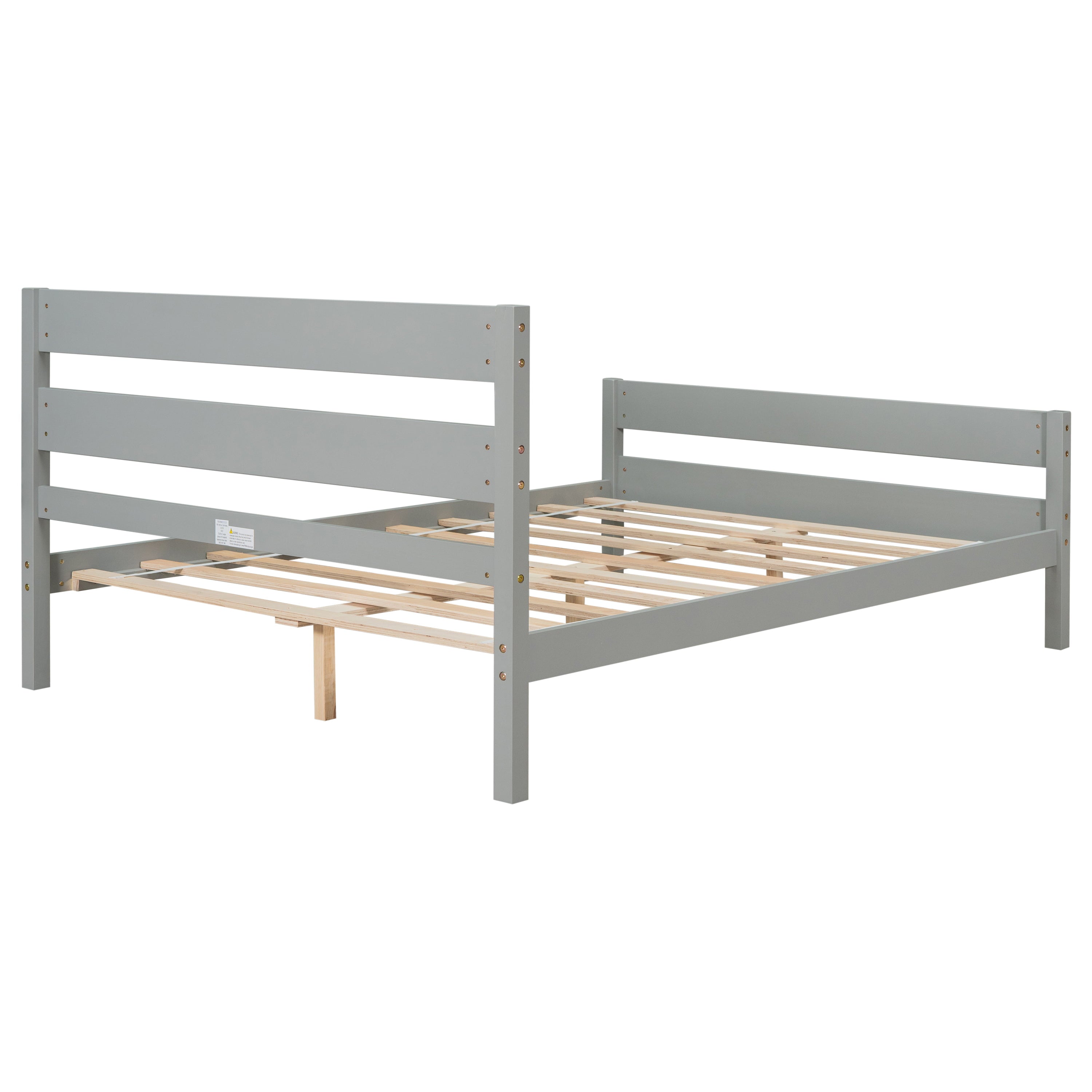 BTMWAY Full Size Bed Frame, New Upgraded Wood Platform Bed with Headboard and Footboard, No Box Spring Needed, Modern Bedroom Furniture Full Bed Frame for Adults Teend Kids, Gray