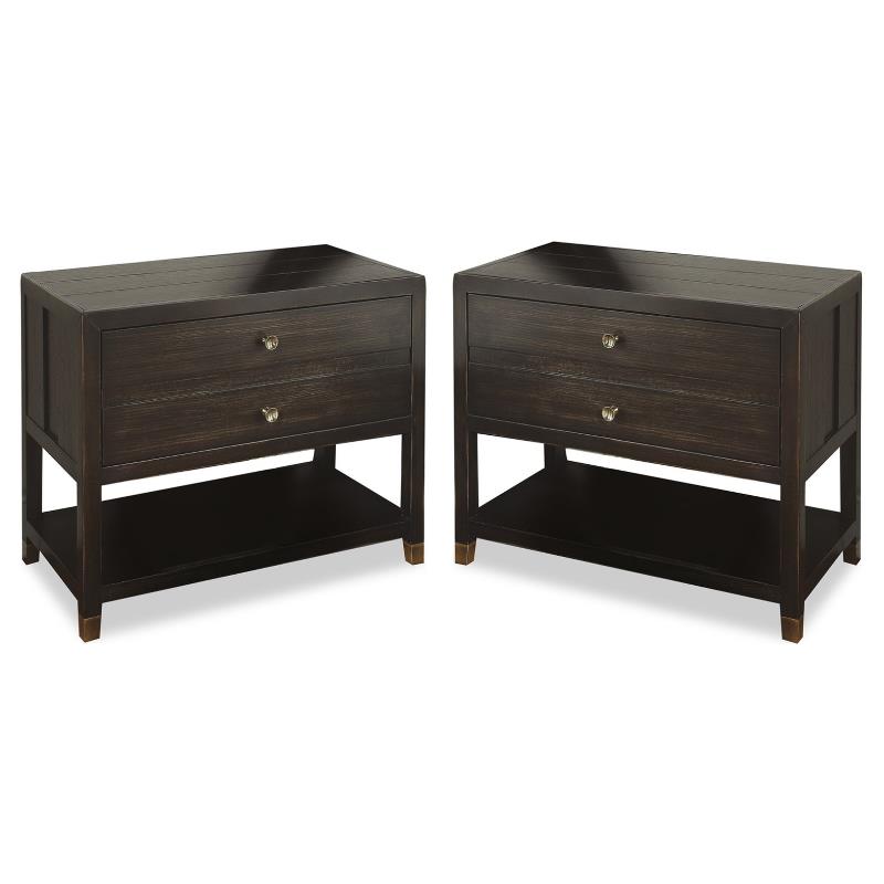 Home Square Mid-Century Wood Open Nightstand in Dark Brown - Set of 2