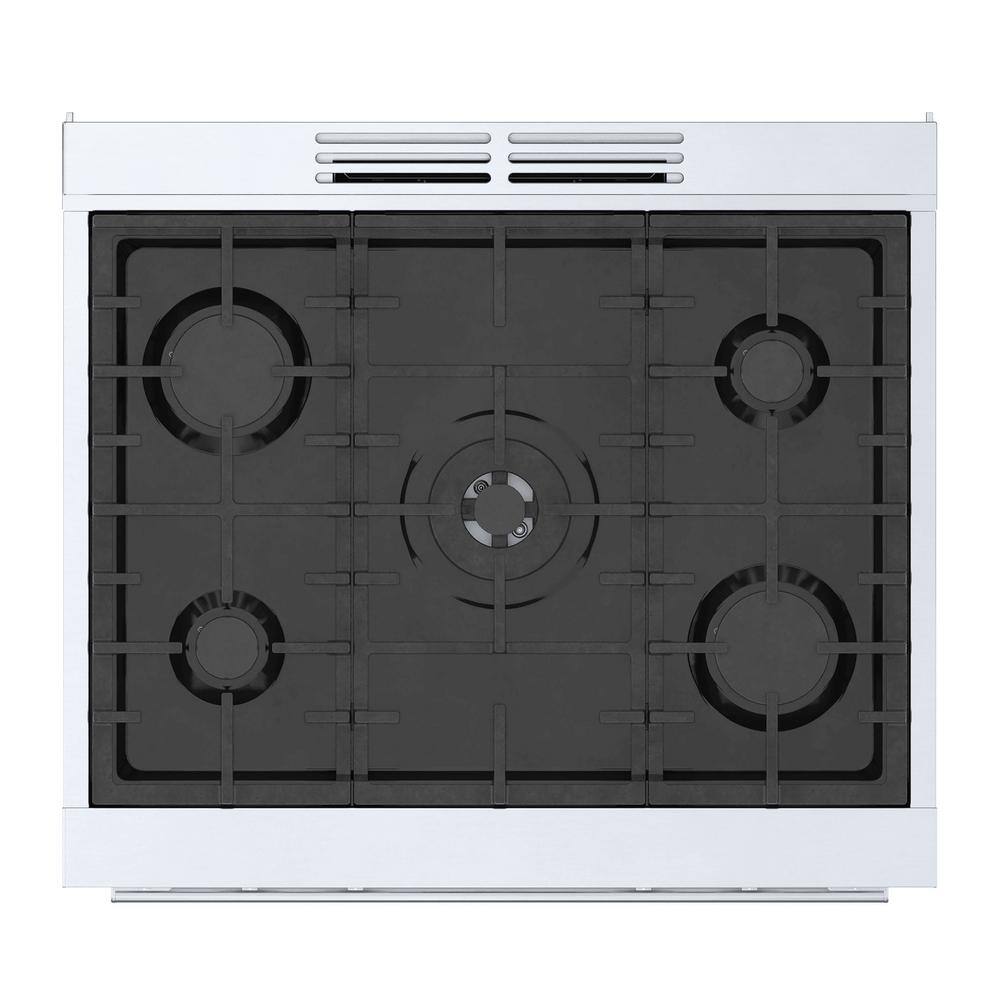 Bosch 800 Series 30 in. 3.9 cu. ft. Industrial Style Dual Fuel Range with 5-Burners in Stainless Steel HDS8055U