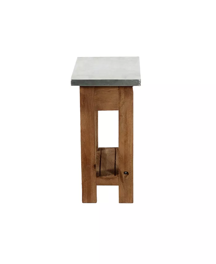 Alaterre Furniture Millwork Wood and Zinc Metal End Table with Shelf