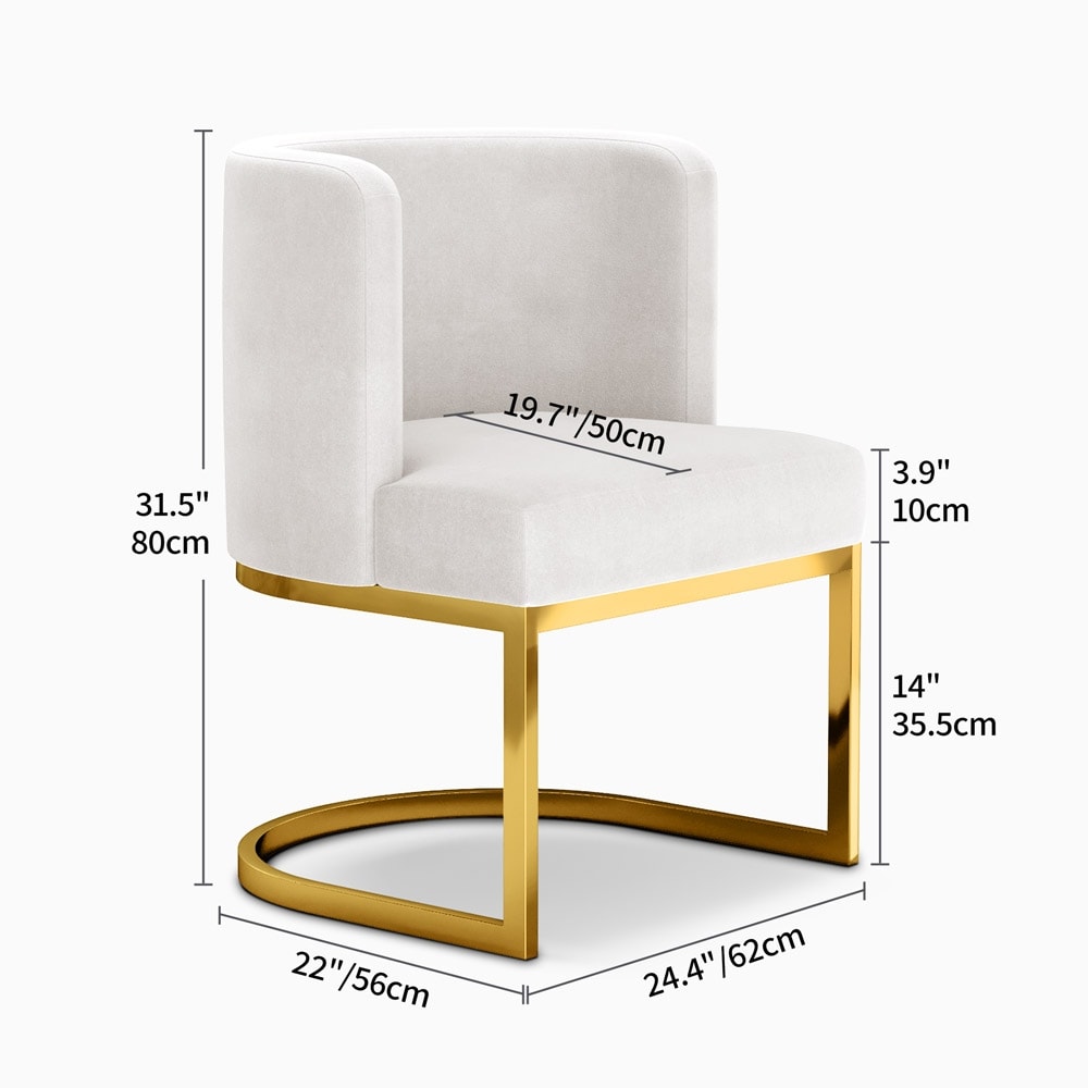 Moasis Velvet Upholstered Dining Chair with C shaped Gold Metal Legs (Set of 2)