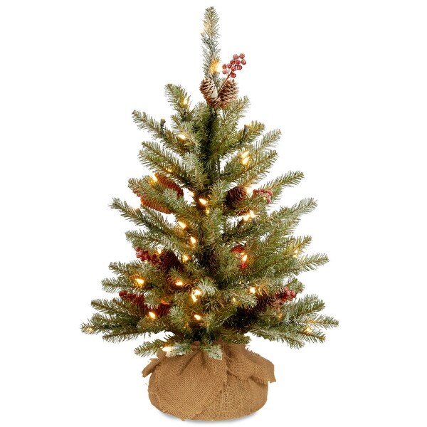 National Tree Company 3 ft. Dunhill Fir Tree with Battery Operated Warm White LED Lights